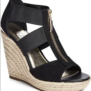 Guess Black Fold Zipper Wedges Gflora